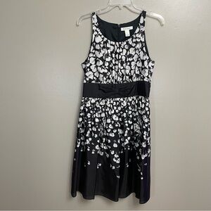 White House Black Market Floral Dress Bow Waist Silk midi 6 WHBM wedding